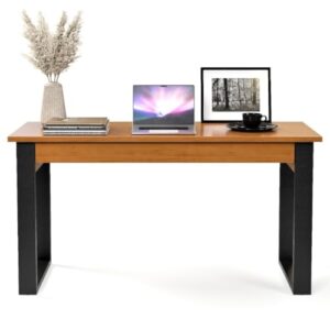 Mesa Escrivaninha Industrial em Madeira com Gaveta – 119x45x77cm Cor Canela | Ideal para Escritório, Home Office ou Estudo