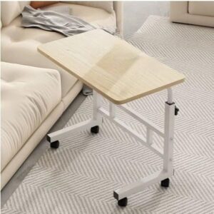 Mesa Mesinha Notebook Laptop com Altura Ajustável e Rodinhas com Travas mesa lateral para sofá, portatil para notebook,ajustavel, portatil,mesa lateral(Cor madeira)