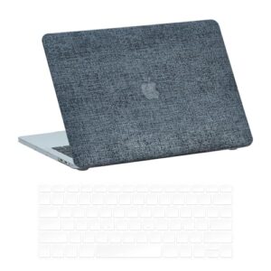 Miloocul Compatível com MacBook Air 13 A1932/A2179/A2337 2018/2020, tecido jeans de plástico, capa rígida com capa de teclado (MacBook Air 13 A1932/A2179/A2337 2018/2020)
