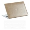 Miloocul Compatível com MacBook Air 13 M2 A2681/M3 A3113/M4 A3240 2022-25 Capa rígida de couro brilhante para laptop com capa de teclado (dourado, MacBook Air 13 A2681/A3113/A3240 2022-25)