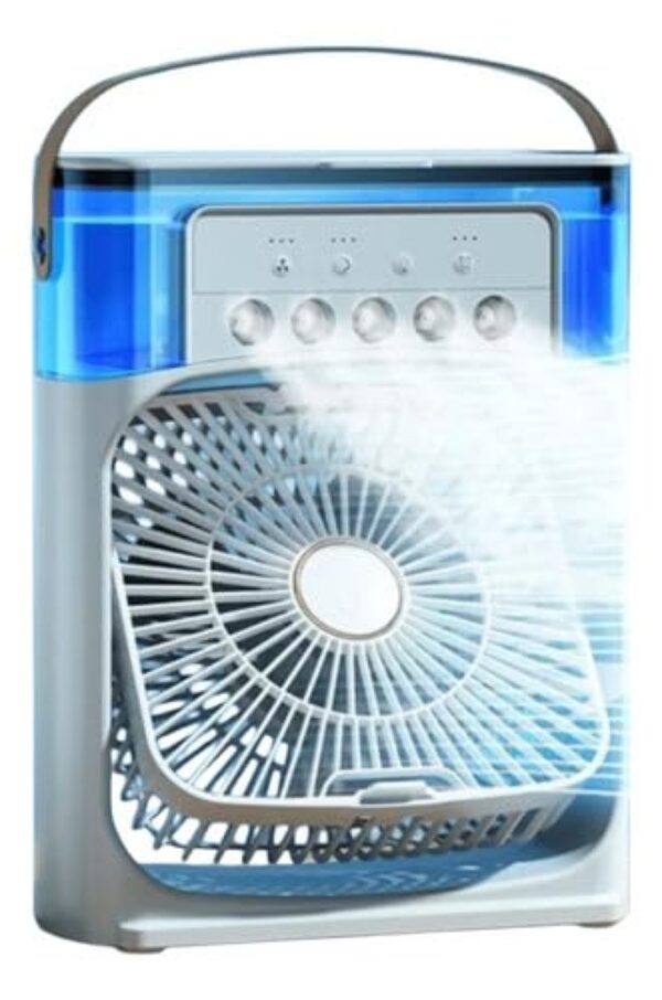 Mini Climatizador de Ar Portátil, Ventilador e Umidificador USB com Timer, Branco