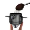 Mini Coador de Café Manual Premium Portátil, Filtro Individual de inox, Design Ergonômico, Preto