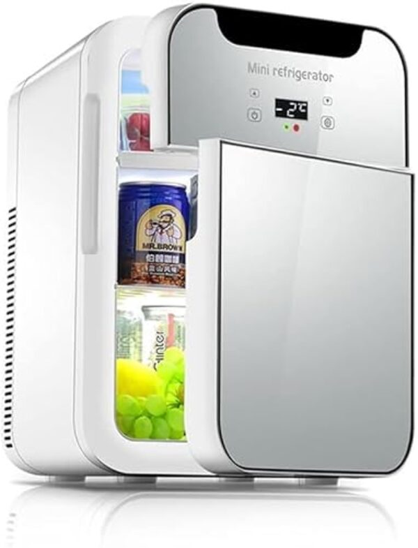 Mini Geladeira | Geladeira De Carro | Cooler & Aquecedor Portátil | Capacidade De 20l | 12v / 220-240v | Geladeira Pequena Com Freezer De Porta Dupla | Para Cosméticos, Alimento, Bebid, Silver