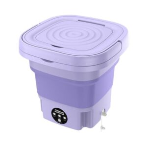 Mini Máquina de Lavar Portátil, Dobrável, 6,5 Litros, Plástico Resistente e Silicone, 26x27cm Aberta, 26x14cm Fechada, para Roupas Íntimas e Pequenas Peças (Lilás)