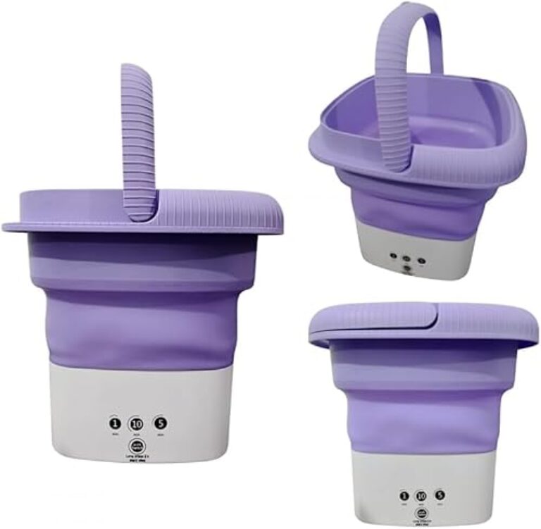 Mini Máquina de Lavar Roupas Delicadas 8L Lilás com Alça Retrátil | Compacta, Dobrável e Silenciosa para Viagens, Apartamentos e Kitnets