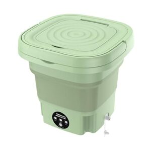 Mini Máquina de Lavar Roupas Dobrável Portátil, 6,5 Litros, Verde, Compacta