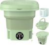 Mini Máquina de Lavar Roupas Dobrável Portátil 6,5L – Recarregável, Compacta e Silenciosa | Ideal para Viagem, Camping e Apartamentos (verde)