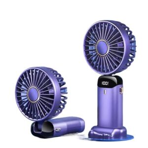 Mini Ventilador Portatil Recarregavel Dobravel 5 Modos Display Digital Bateria 3000mAh USB Ventilador De Mao(ROXO)