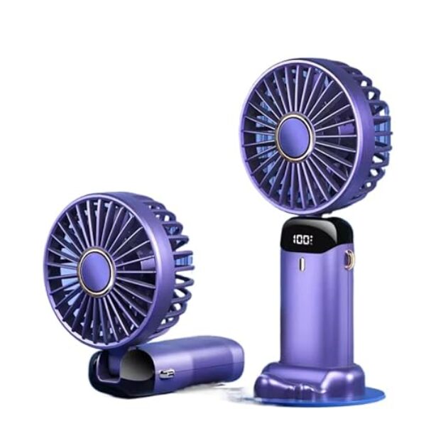 Mini Ventilador Portatil Recarregavel Dobravel 5 Modos Display Digital Bateria 3000mAh USB Ventilador De Mao(ROXO)