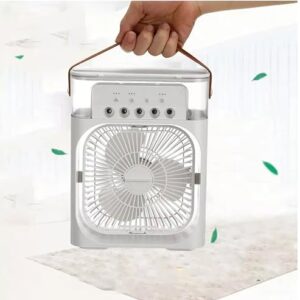 Mini Ventilador Refrigerador Ar Condicionado Umidificador Portátil Com Led Reservatório De Água USB (BRANCO)