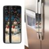 Mintulipy Conjunto de 2 capas para maçanetas de geladeira, boneco de neve, antiderrapante, porta dupla, micro-ondas, forno, utensílios de cozinha, puxadores decorativos de Natal, sem frio no inverno