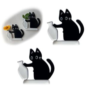 MIUPOO Ímãs de geladeira divertidos para gatos, mini vaso magnético para geladeira, ímãs de geladeira de gato preto fofo, vaso magnético pequeno para casa, escritório, quadro branco, foto, 2 peças. (2