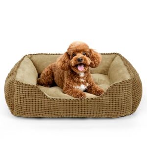 MIXJOY Cama ortopédica retangular lavável para cães pequenos, médios e grandes, macia, calmante, cama durável para filhotes de cachorro com fundo antiderrapante, P (50,8 x 48 x 15,2 cm)
