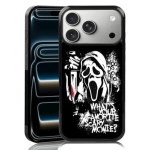 MMYAJT Capa de telefone assustadora favorita compatível com iPhone 17 Pro, capa para iPhone Scream, à prova de choque, preto e branco, capa engraçada para Halloween, presente para meninos, meninas