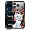 MMYAJT Capa de telefone Graceful Marie Cat compatível com iPhone 17 Pro Max — Capa de iPhone de renda dourada à prova de choque com rosas rosa fúcsia presente para meninos meninas homens mulheres