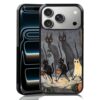 MMYAJT Capa de telefone vintage assustadora de gato preto para iPhone 17 Pro Max — Capa de telefone com estampa fofa de arte descolada à prova de choque para meninos meninas homens mulheres