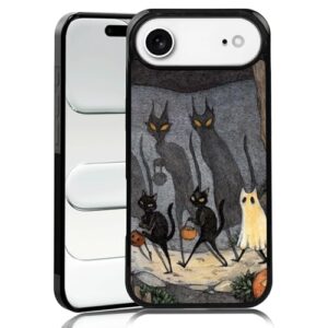 MMYAJT Capa de telefone vintage assustadora de gato preto para iPhone Air — Capa de telefone com estampa fofa de arte descolada à prova de choque para meninos meninas homens mulheres