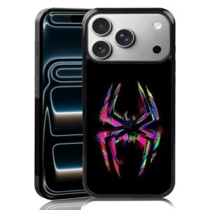 MMYAJT Morales Punk Gwen Capa de telefone adequada para iPhone 17 Pro Max, capa protetora preta Spiderverse TPU à prova de choque para iPhone capa de celular fofa colorida aranha presente para meninos