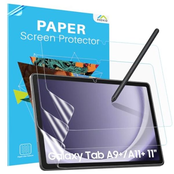 MoKo Pacote com 3 películas protetoras de tela com toque de papel para Samsung Galaxy Tab A11 Plus/A11+ 2025 de 11 polegadas, filme PET fosco antirreflexo para tablet Samsung Tab A9 Plus/A9+