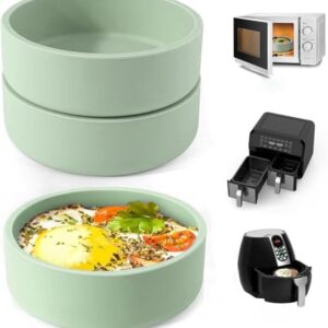 Molde de ovo ZHYEEDAA Air Fryer de 3 peças, moldes de silicone para ovos, máquina de mordida de ovo individual, moldes reutilizáveis para ovos, panela de microondas, livre de BPA, lavável na