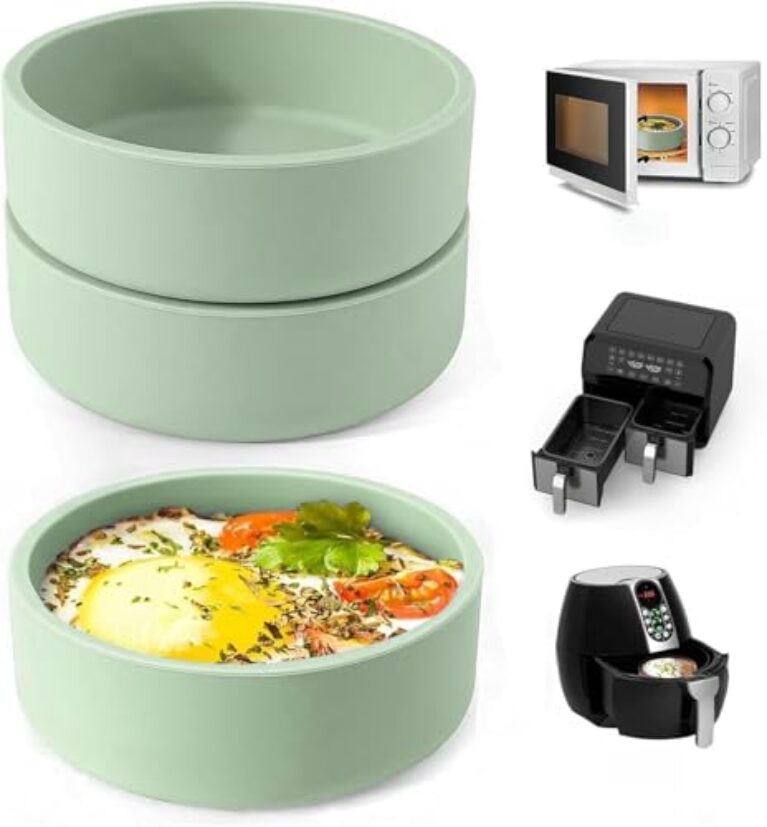 Molde de ovo ZHYEEDAA Air Fryer de 3 peças, moldes de silicone para ovos, máquina de mordida de ovo individual, moldes reutilizáveis para ovos, panela de microondas, livre de BPA, lavável na