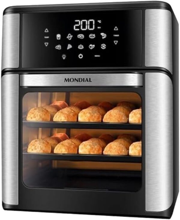 MONDIAL Fritadeira Air Fryer Forno Oven 12L, Preto/Inox, 2000W, 220V - AFON-12L-BI