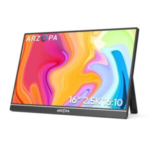 Monitor Portatil ARZOPA Z1RC 16'' 2.5K 2560x1600 HDR IPS 16:10 USB C HDMI para Mac PC e Consoles