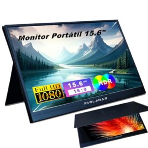 Monitor Portátil 15.6 polegadas FHD 1080 P USB C HDMI Gaming Ultra-Slim IPS Display w/Smart Cover & Speakers Monitor de Viagem Externo para Laptop PC Phone PS5 Xbox