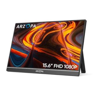 Monitor Portátil ARZOPA A1 15,6'' FHD 1080P IPS com Suporte, USB-C e HDMI para Laptop, PC, Mac, Celular, Xbox e PS5