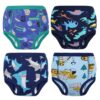 MooMoo Baby Pacote com 4 calcinhas absorventes de algodão para meninos e meninas de 2 a 6 anos, Multicor, 4 Anos