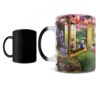 Morphing Mugs Thomas Kinkade – Disney – Mickey e Minnie no Japão – Caneca sensível ao calor de 325 ml – Caneca de chá de café que muda de cor cerâmica revelando calor