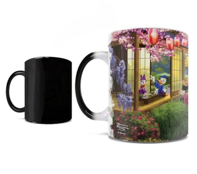 Morphing Mugs Thomas Kinkade – Disney – Mickey e Minnie no Japão – Caneca sensível ao calor de 325 ml – Caneca de chá de café que muda de cor cerâmica revelando calor