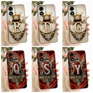 Motorola Moto E14 5G Capa De Luxo Coroa Az Letras 2D Padrão Plano Telefone Macia E14