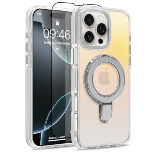 MOWIME Capa magnética para iPhone 16 Pro Max com suporte [compatível com Magsafe] [Design fluorescente moderno] [1 protetor de tela] Capa fosca translúcida fina para iPhone 16 Pro Max 6,9 polegadas