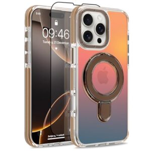 MOWIME Capa magnética para iPhone 16 Pro Max com suporte [compatível com Magsafe] [Design fluorescente moderno] [1 protetor de tela] Capa fosca translúcida fina para iPhone 16 Pro Max 6,9 polegadas