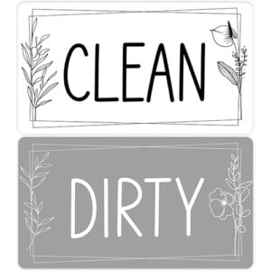 Ímã para lava-louças, placa suja limpa, retangular, dupla face, minimalista, floral, limpo/sujo para máquinas de lavar louça, acessórios magnéticos modernos para casa e cozinha