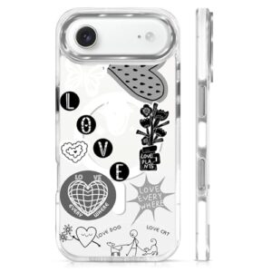 MQJCYB Capa magnética para iPhone 17 Air Design em base transparente, compatível com MagSafe, capa protetora fina de TPU macio para telefone feminino e meninas Air Girl Love Dog Cat