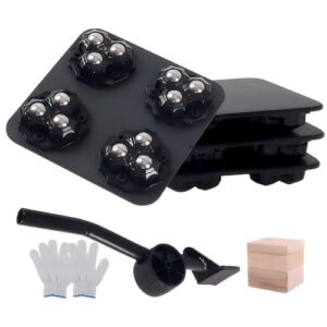 MROUDELUO Movimentadores de móveis com 4 rodas, carrinho de móveis, painel de aço carbono, elevador de móveis com 4 rodas universais de esfera de aço rotativa de 360°, carga máxima de 272 kg