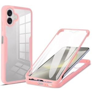 MRRSIWEI Capa para Samsung Galaxy A07 4G, [Protetor de tela embutido] [À prova de choque de grau militar] Capa protetora robusta transparente de 360° para Samsung Galaxy A07 4G. Rosa completo