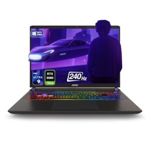 MSI Notebook para jogos Vector 16 HX AI, Intel Ultra 9-275HX, RAM DDR5 de 32 GB, SSD PCIe de 2 TB, WQXGA de 16 polegadas (2560 x 1600) tela 240Hz, Nvidia G-Force RTX 5080, teclado RGB de 24 zonas, W11