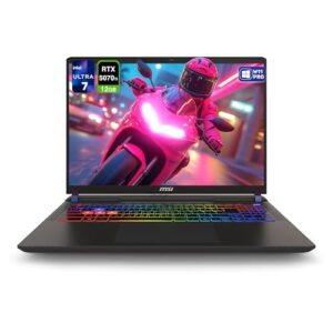 MSI Vector 16 HX AI Gaming Laptop, Intel Ultra 7-255HX, 64 GB DDR5 RAM, 4 TB PCIe SSD, 16 polegadas FHD+ (1920 x 1200) 144 Hz, Nvidia G-Force RTX 5070Ti, teclado retroiluminado, W11 Pro, cinza cosmo