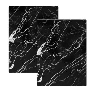 Murrey Home Conjunto de tábuas de corte de vidro para balcão de cozinha, tábuas de corte de vidro temperado, lavável na lava-louças, bandeja pequena de mármore preto, 40,6 cm x 30,5 cm x 2 peças