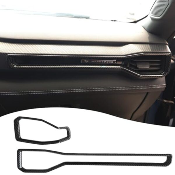 MUXEE Consoles centrais, tampa de saída de saída A/C, para Ford Mustang 2024 2025 2026, painel AC saída de ar guarnição acessórios interiores esportivos de carro - fibra de carbono