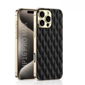 MVVKKY Capa de couro galvanizado para iPhone 16Pro Max, capa protetora rígida e à prova de choque (para iPhone 16Pro Max/preta)