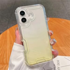 MVVKKY Capa protetora sísmica transparente com gradiente de cores para celular 16Plus 2 em 1 (para 16Plus/amarelo)