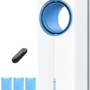 MYICY Ar condicionado sem janelas, refrigerador de ar evaporativo sem lâmina de 81 cm com 4 modos e 3 velocidades, tanque de 3L para resfriamento de 24H, controle remoto de 6 m, temporizador de 8H