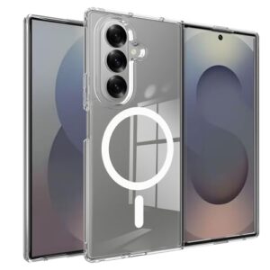 Mzoisrk Capa transparente magnética para Samsung Galaxy Z Fold 7 compatível com Magsafe, capa fina transparente (sem protetor de tela), à prova de choque antiamarelamento para Galaxy Z Fold7 5G