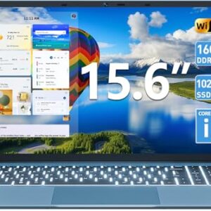 Naclud Laptop de 15,6 polegadas, laptops Windows 11 com 16 GB de RAM, SSD de 1024 GB, CPU Core i3 (até 3,9 GHz), teclado retroiluminado, bateria de 53,2 Wh, WiFi 6, tela IPS FHD, visualização de 180°
