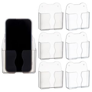 NBEADS Suporte de celular de parede de 2 cores, 6 peças, suporte de celular PET com orifício de carregamento, adesivo para celular, organizador de cabeceira para escritório em casa, 10 cm