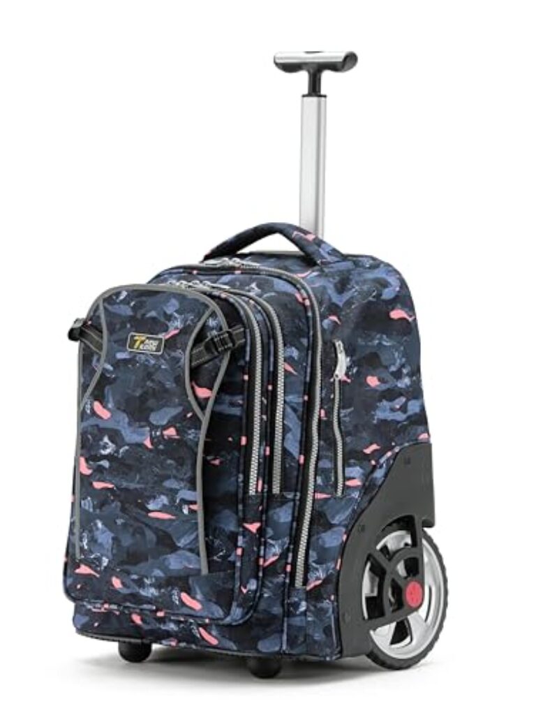 NEW TILAMI Mochila com rodinhas de 50,8 cm para adolescentes e adultos, mochila impermeável com rodas para escola, negócios, viagem, acampamento, com compartimento para laptop, de 43 cm, pedra cinza